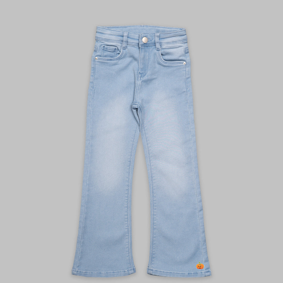 Jeans for Girls with Solid Design Front View