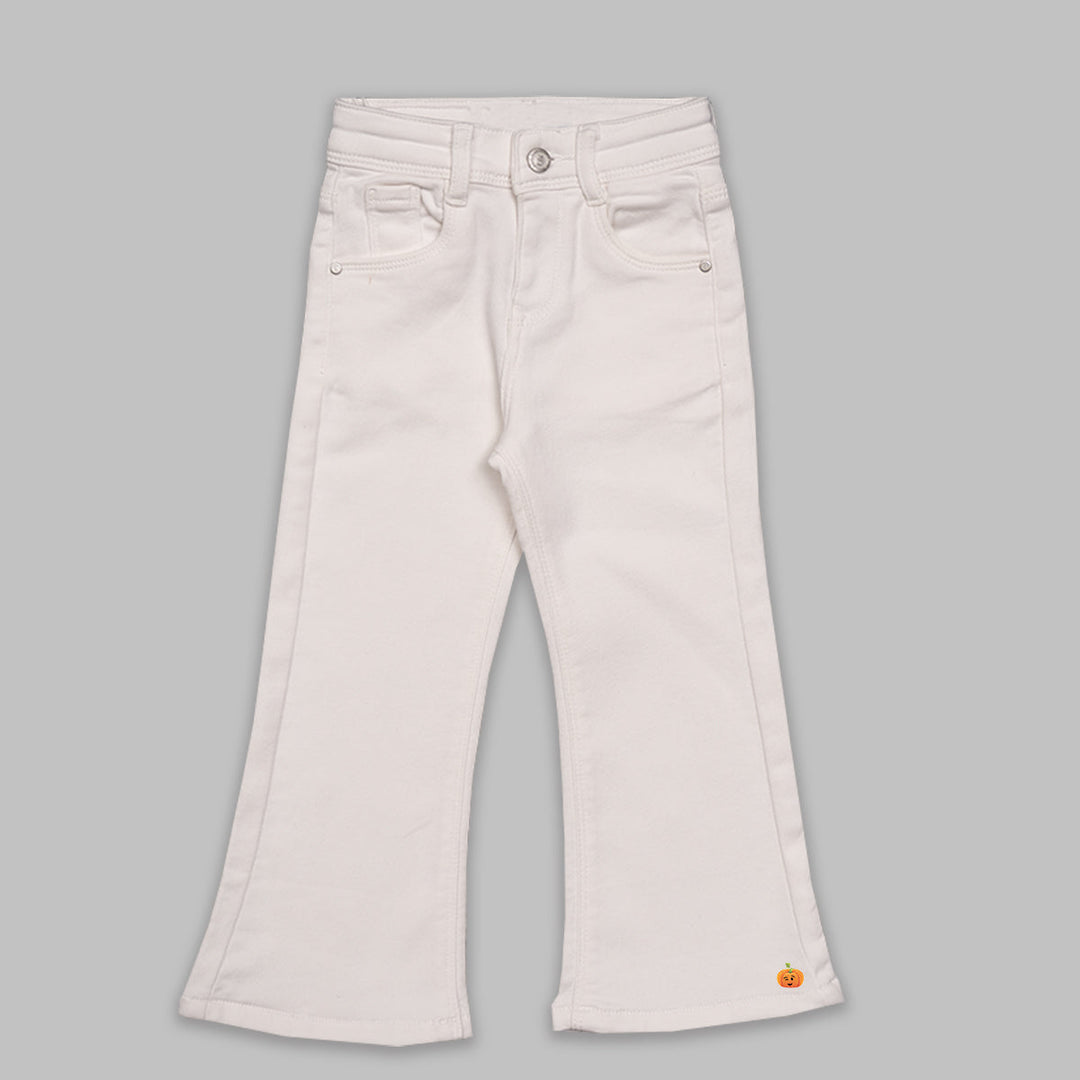 Jeans for Girls with Solid Design Front View