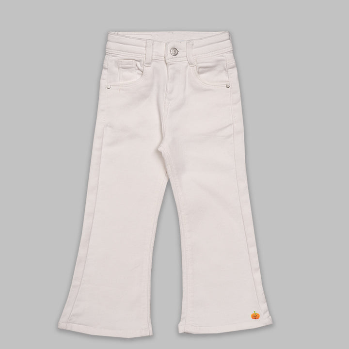 Jeans for Girls with Solid Design Front View