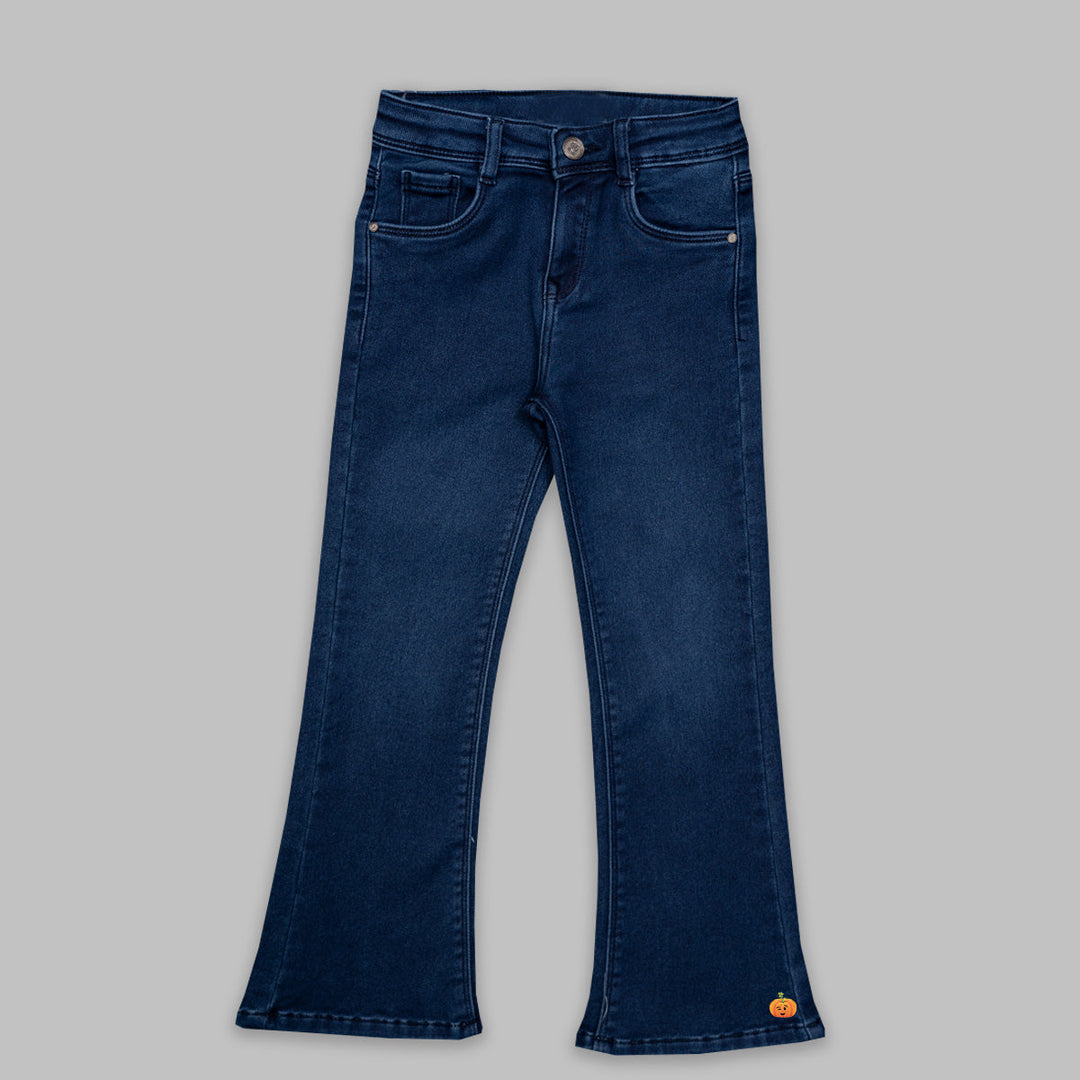 Jeans for Girls with Solid Design Front View