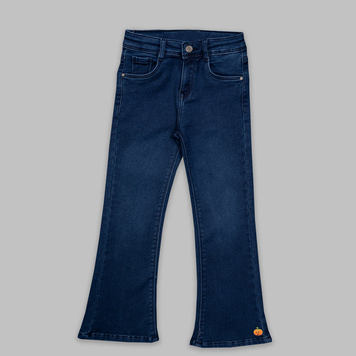 Jeans for Girls with Solid Design Front View