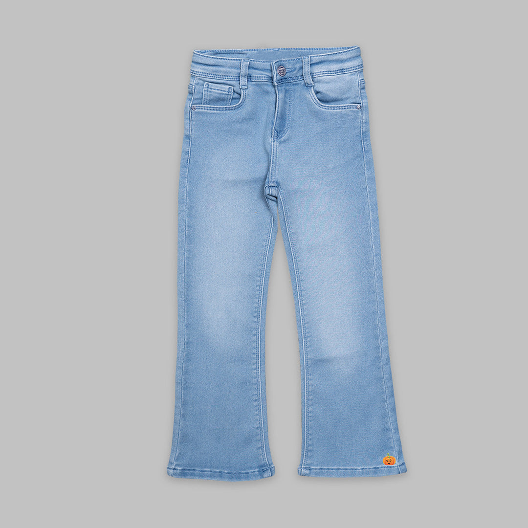 Jeans for Girls with Solid Design Front View