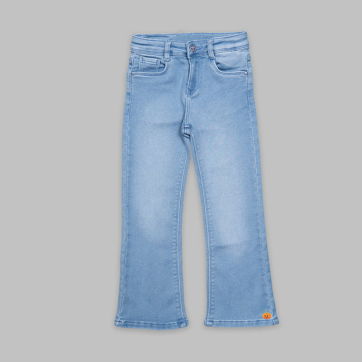 Jeans for Girls with Solid Design Front View