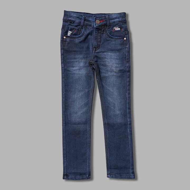 Navy Blue Slim Fit Jeans for Boys Front 