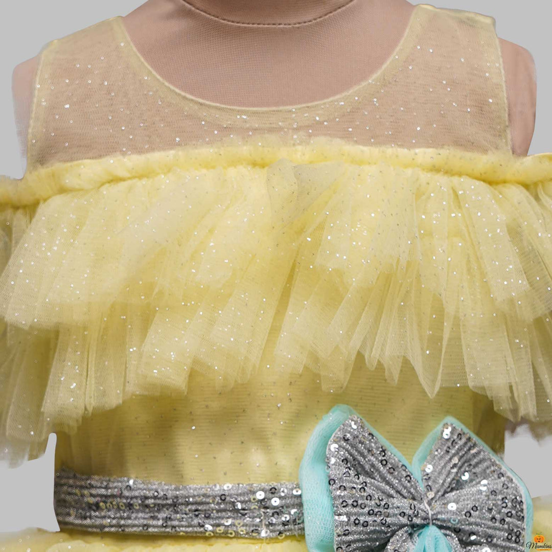 Multi-Color Party Wear Kids Frock Close Up View