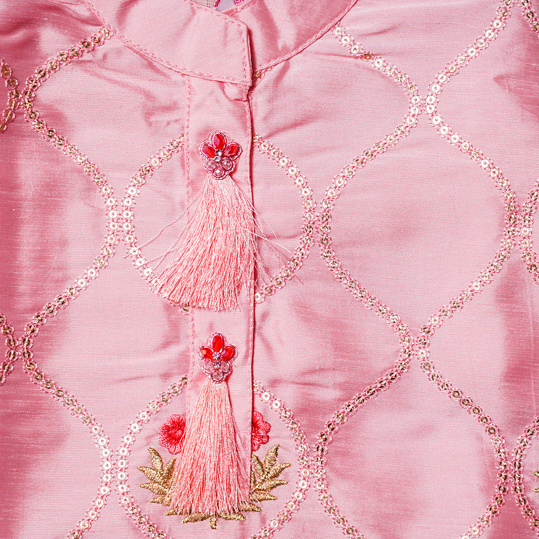 Pink Girls Dhoti Kurta Suit