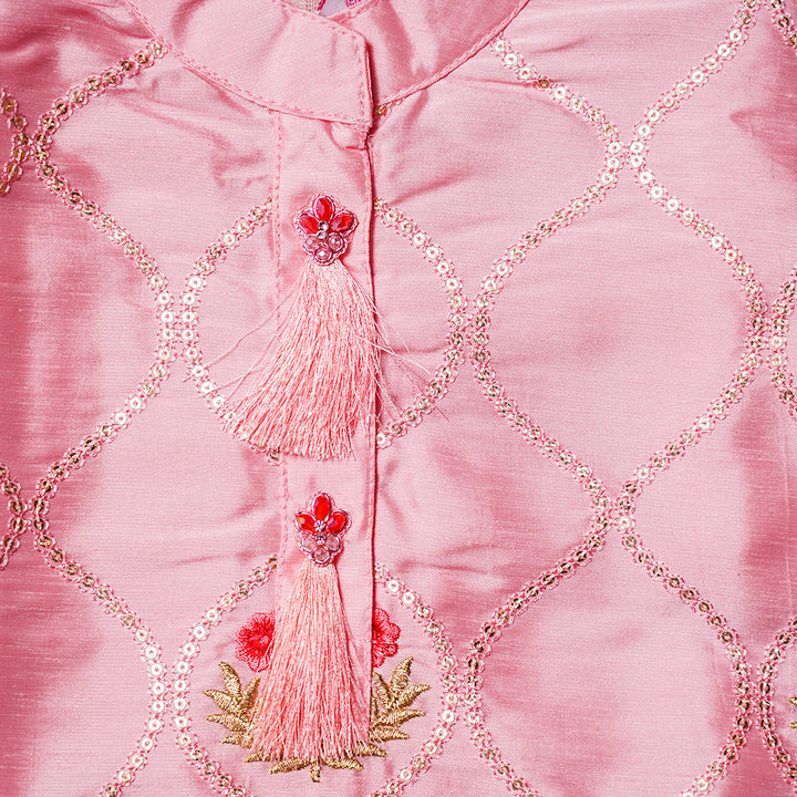 Pink Girls Dhoti Kurta Suit