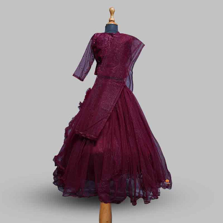 Girls Lehenga Choli With Net Frill Pattern