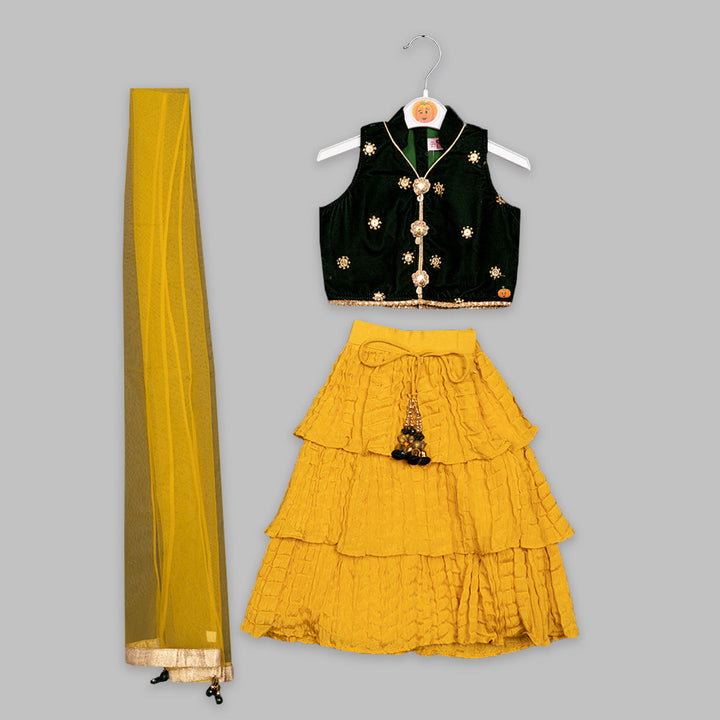 Beautiful Dark-Green Kids Lehenga Choli