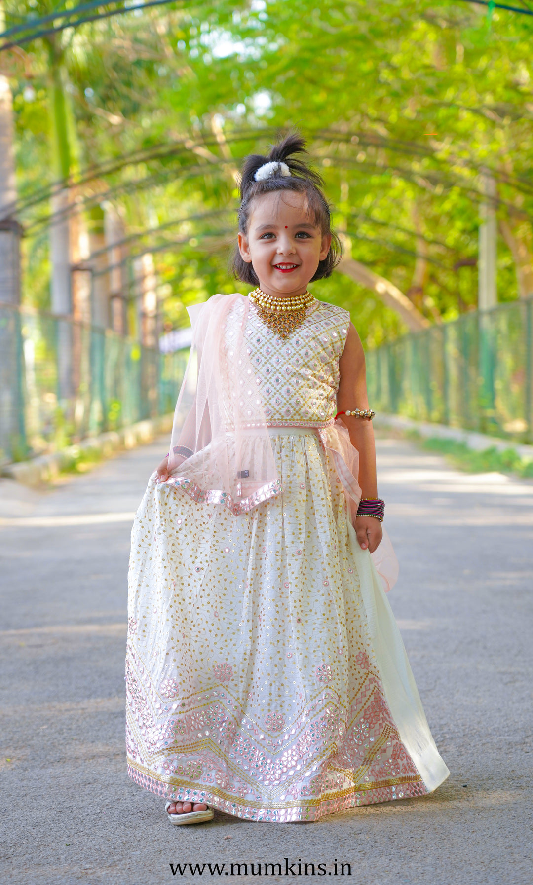 Mother-Daughter Lehenga Choli With Mirror Work 