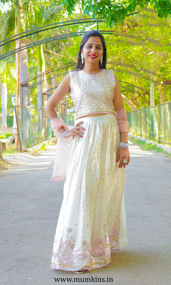 Mother-Daughter Lehenga Choli With Mirror Work 