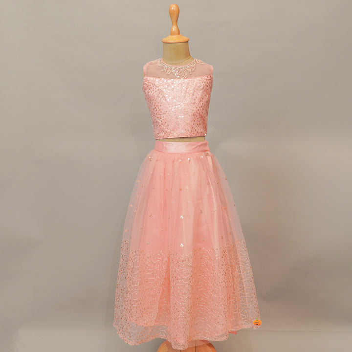 Peach Girls Lehenga Choli