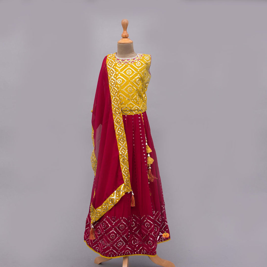 Mustard Girls Lehenga Choli Front View