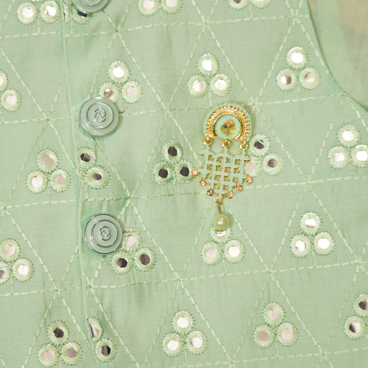 Pista Boys Kurta Pajama with Designer Jacket Close Up View