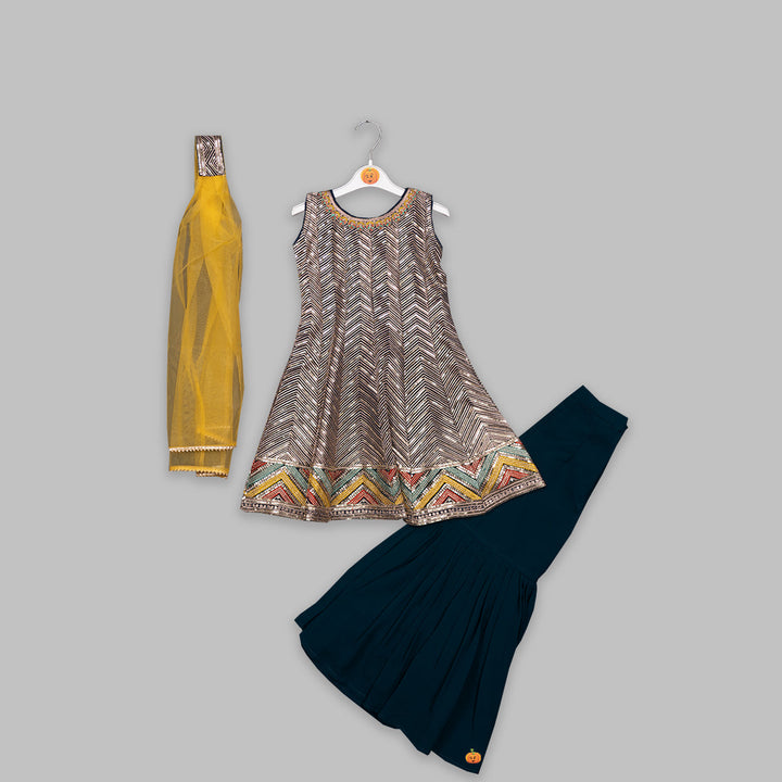 Rama-Wine Colors Sharara Suit For Girls Front View