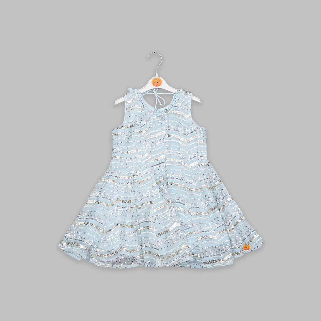 Sky Blue Plazo Suit For Kids Top View