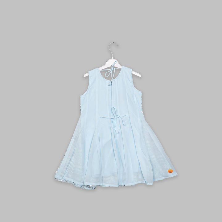 Sky Blue Plazo Suit For Kids Back View