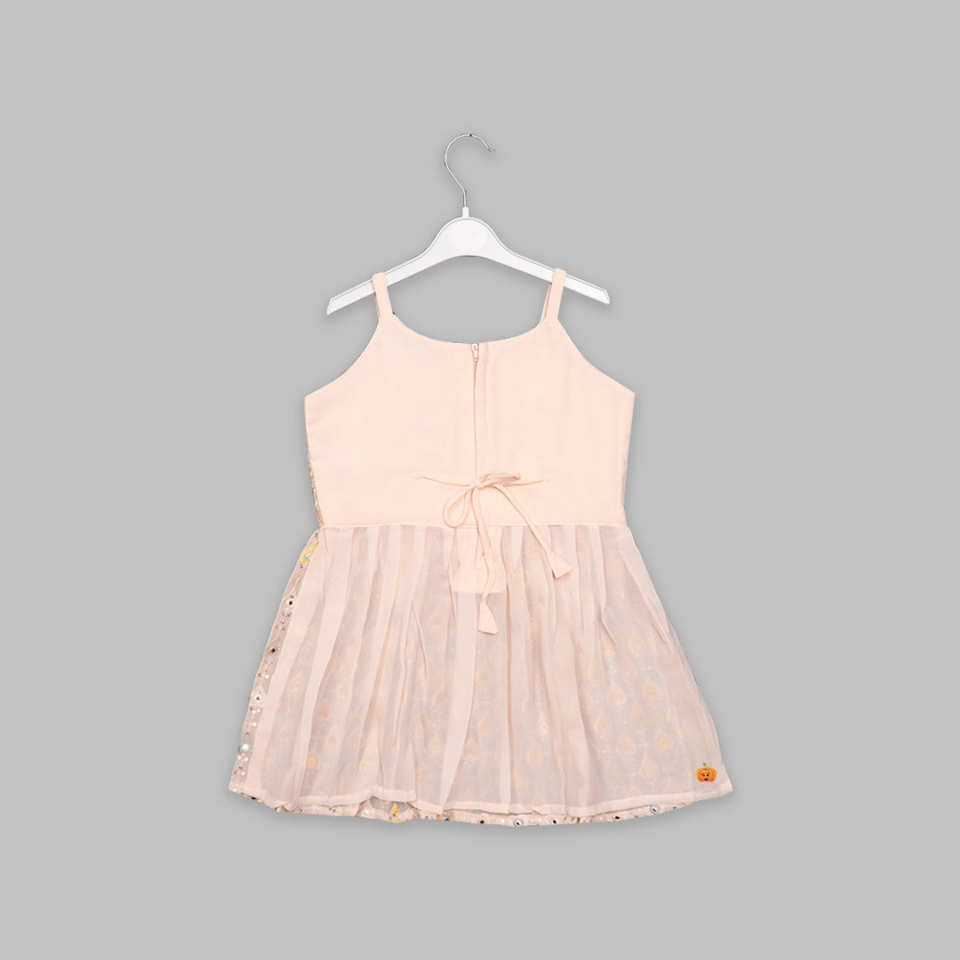 Peach Embroidered Girls Plazo Suit Back View