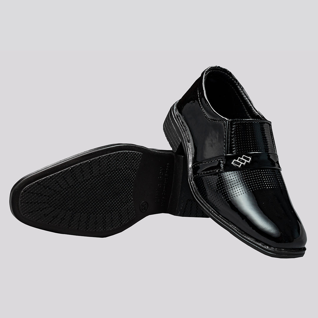 Black Solid Formal Shoes for Boys Bottom Sole View
