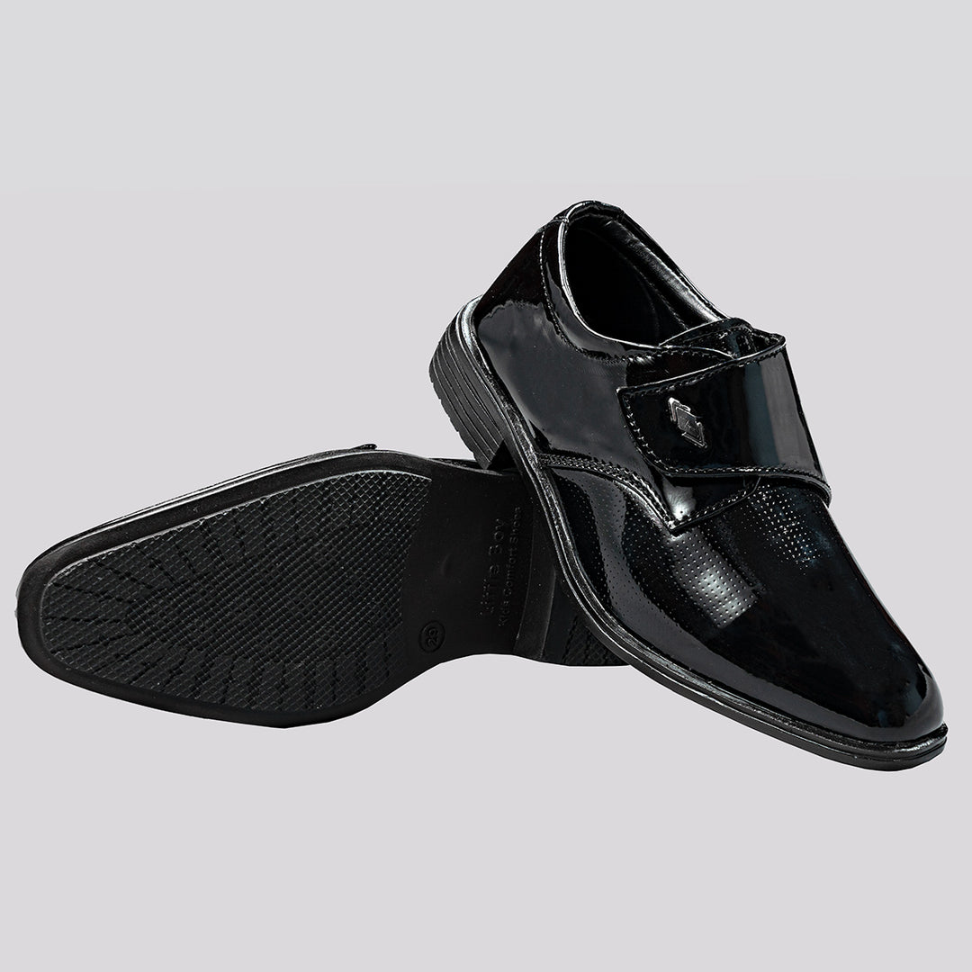 Black Shiny Formal Shoes for Boys Bottom Sole View