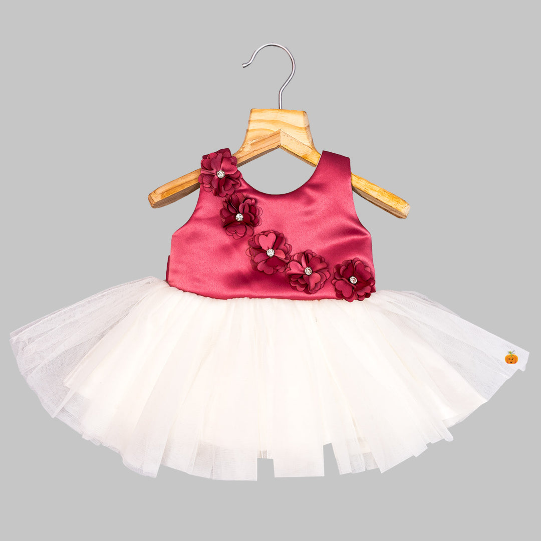 Onion Floral Applique Baby Frock Front View