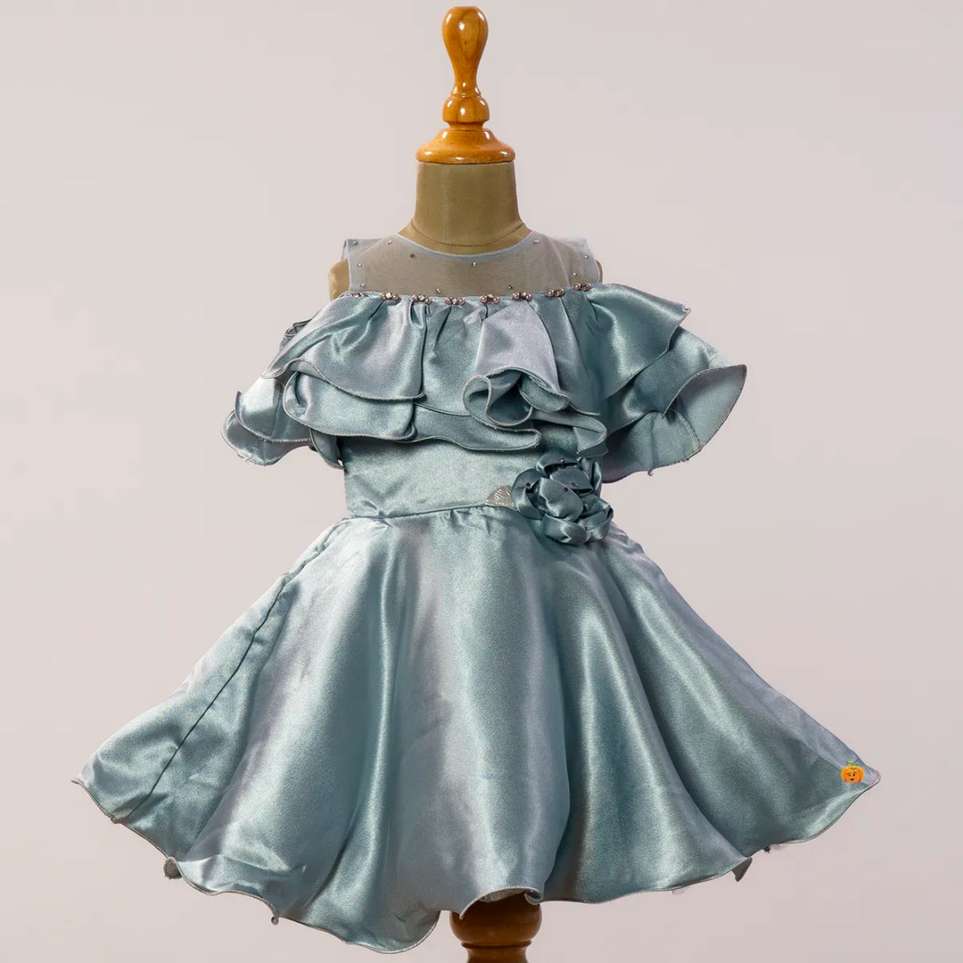 Grey Frock for Girls Front View