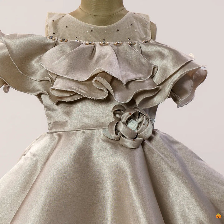 Grey Frock for Girls Close Up View