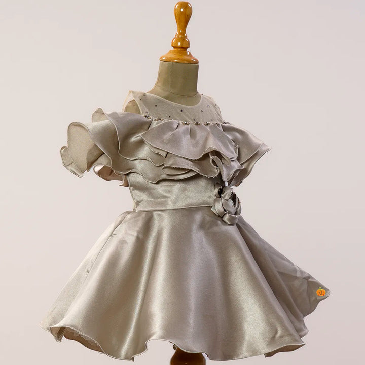 Grey Frock for Girls Side View