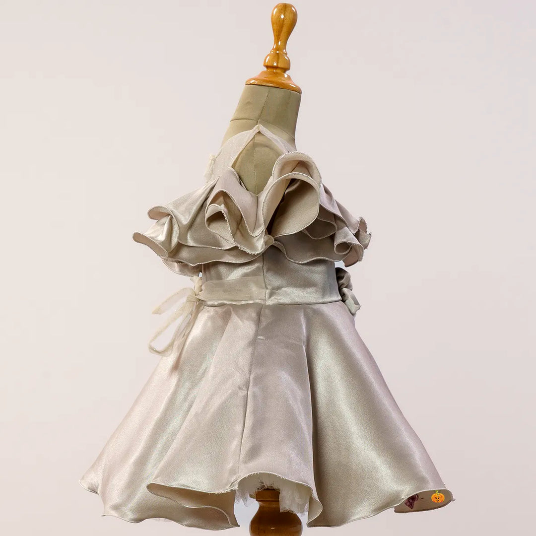 Grey Frock for Girls Side View