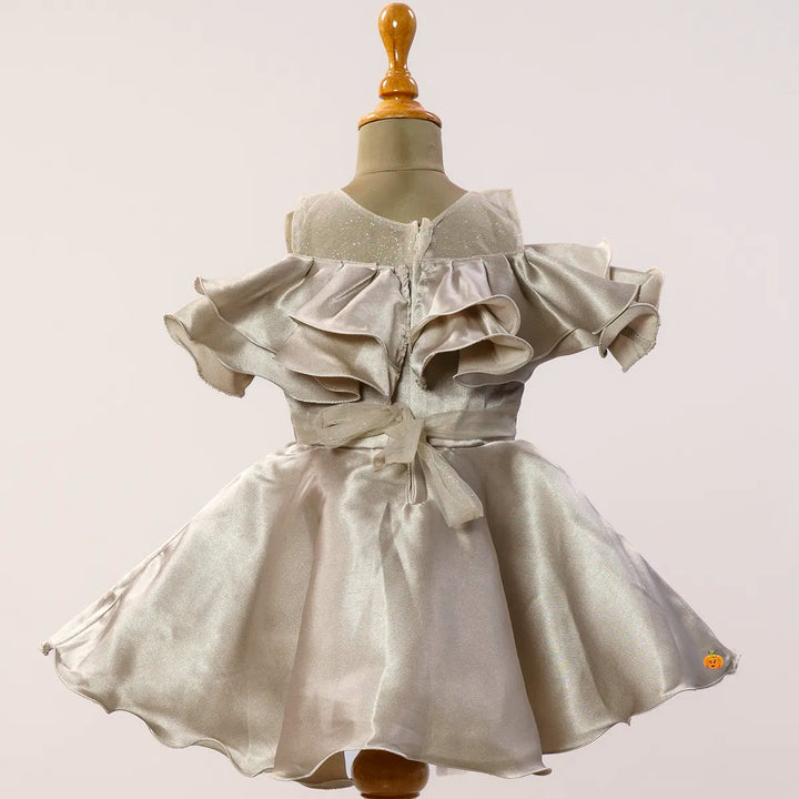 Grey Frock for Girls Back View