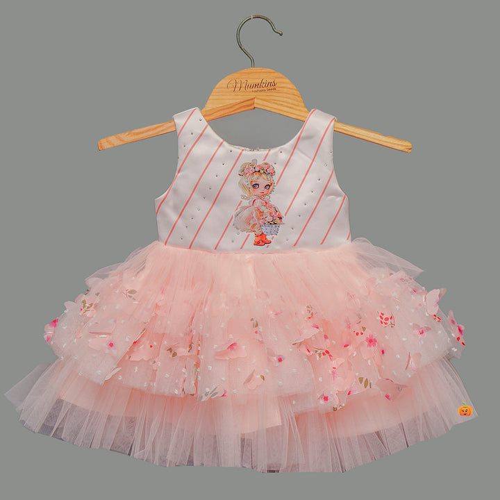 Peach Layered Baby Frock Front View