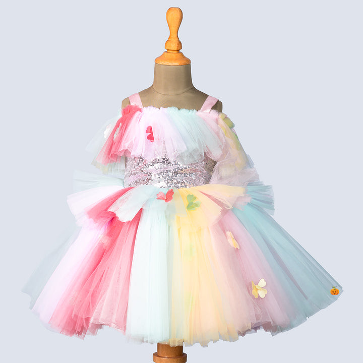 Multi Colored Frock for Girls Front View