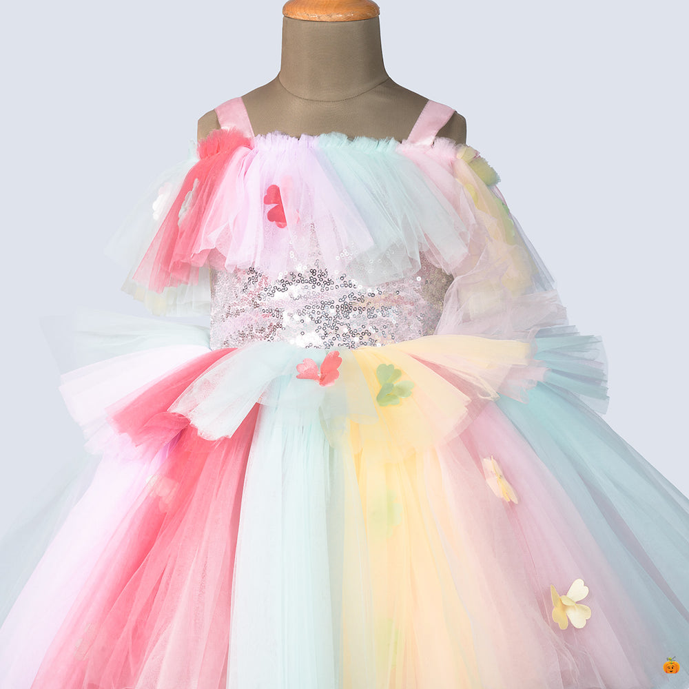 Multi Colored Frock for Girls Close Up View