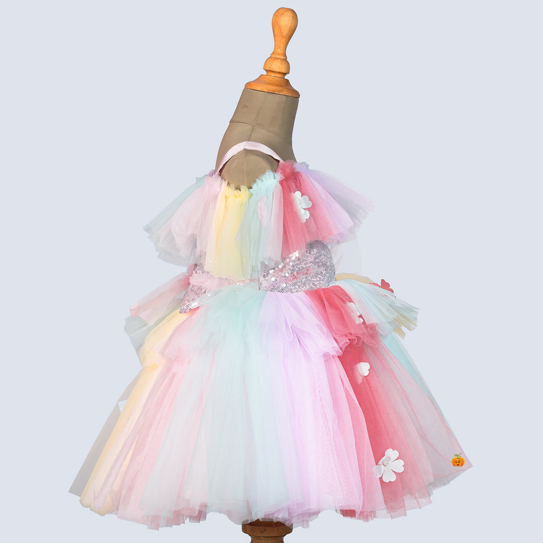 Multi Colored Frock for Girls Side View