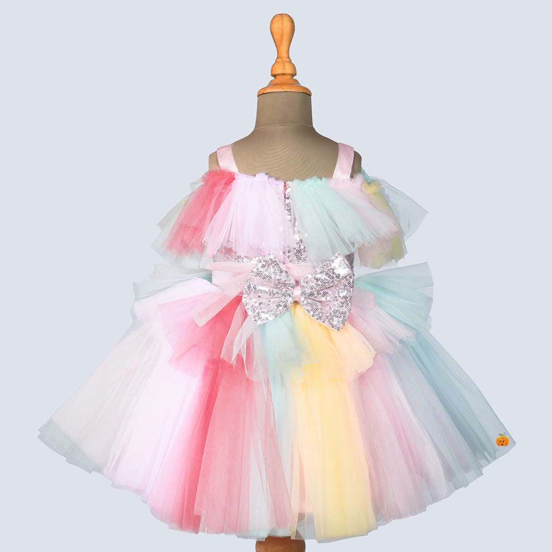 Multi Colored Frock for Girls Back View