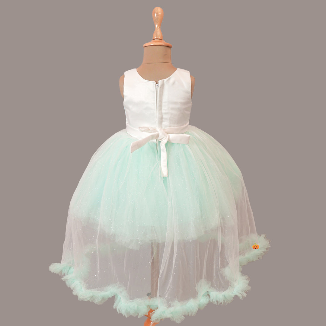 Sea Green Unicorn Party Girls Frock Back View