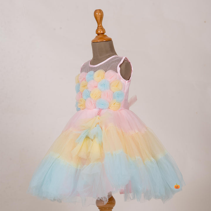Multi Designer Frock for Girls with Latkan Side VIew
