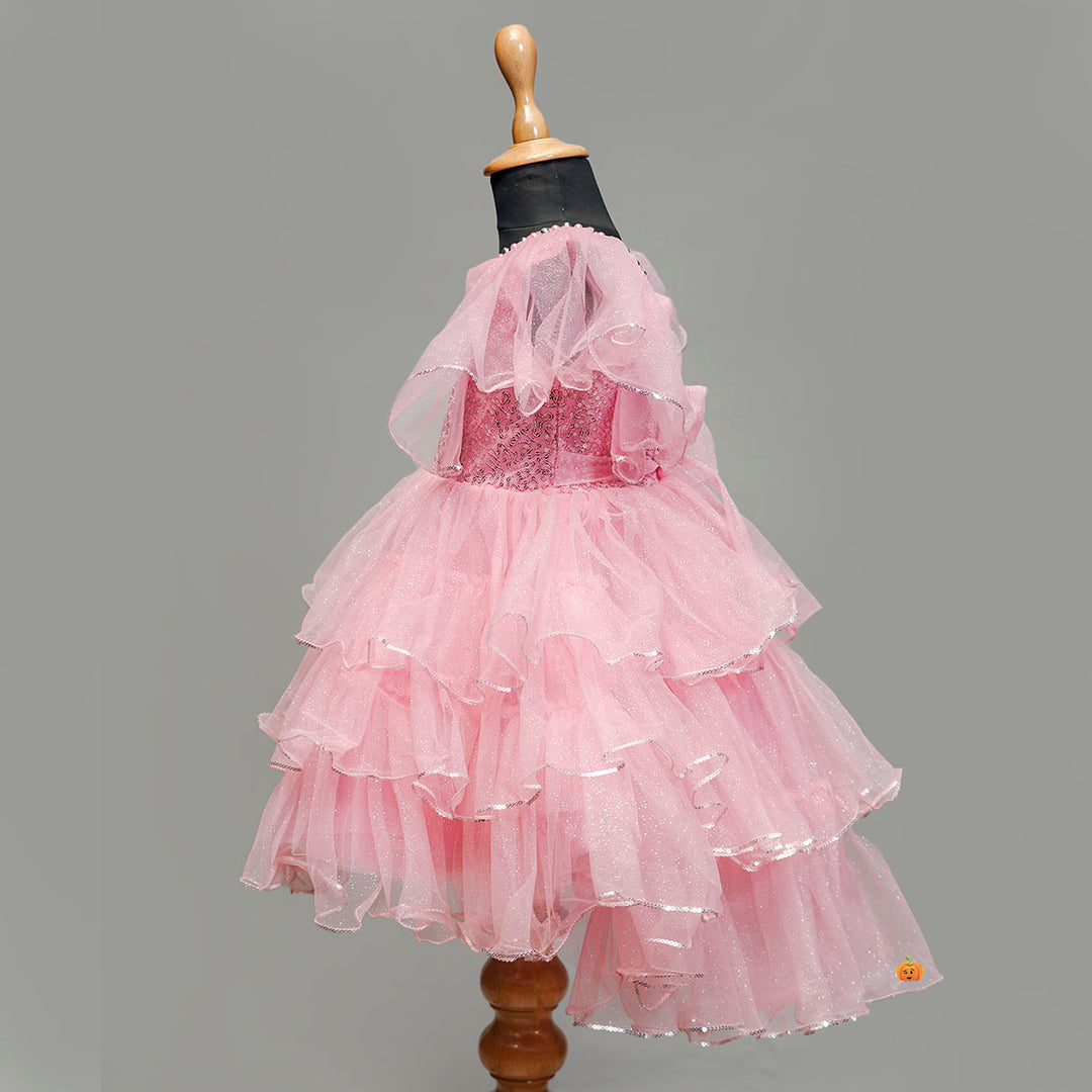 Onion Layered Sequin Girls Frock Side View