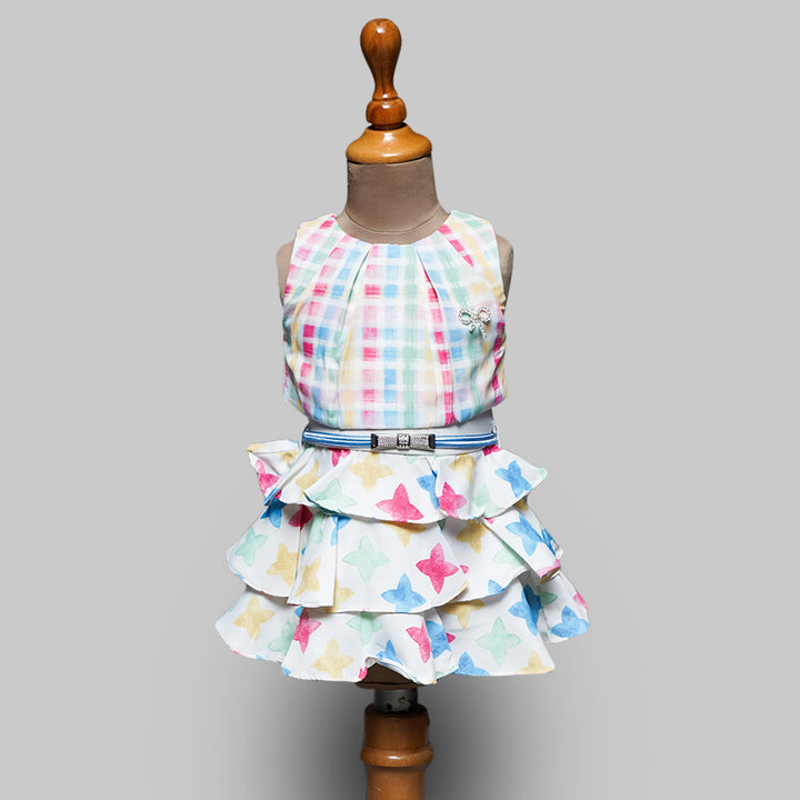 Frock for Girls with Sleeveless Pattern Front View