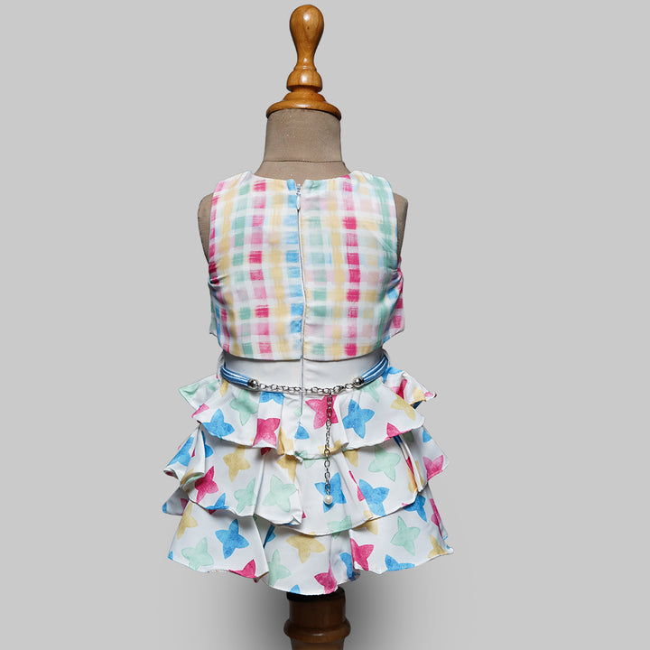 Frock for Girls with Sleeveless Pattern Back View