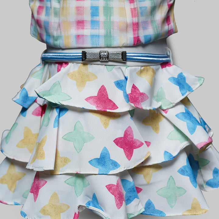 Frock for Girls with Sleeveless Pattern Close Up View