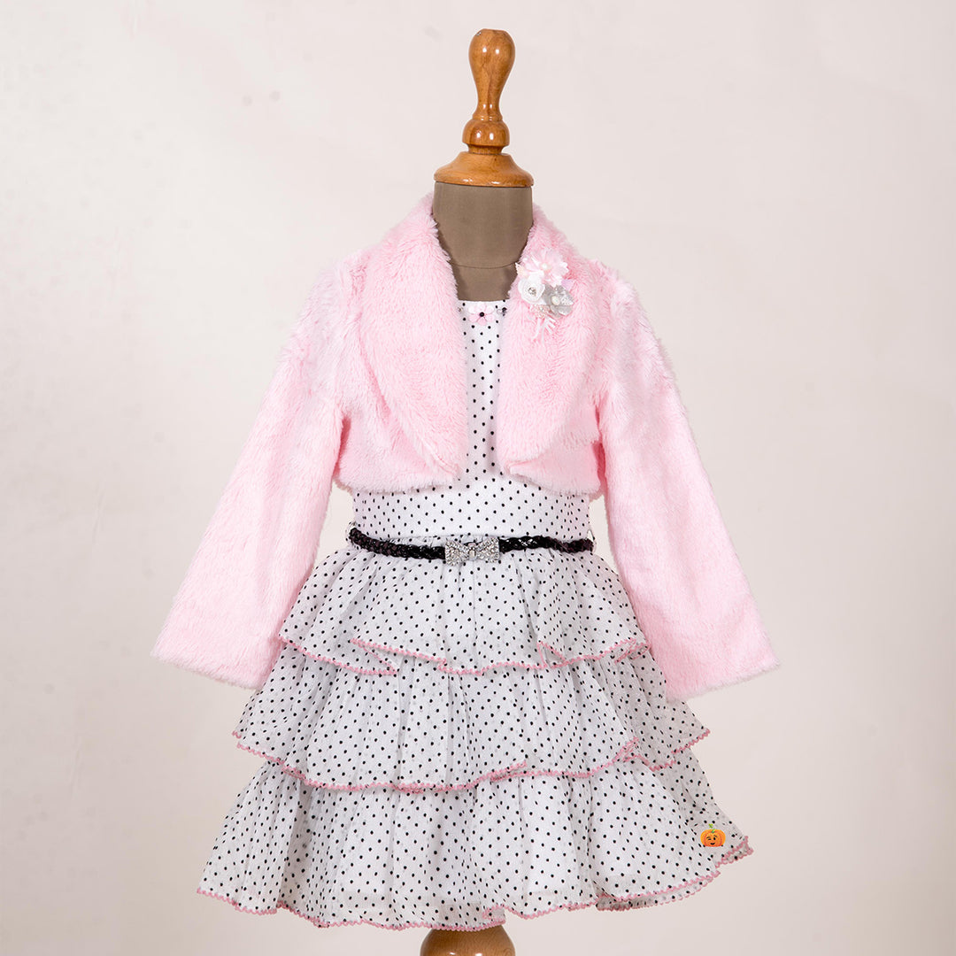 Polka Dots Layered Girls Frock Front View 