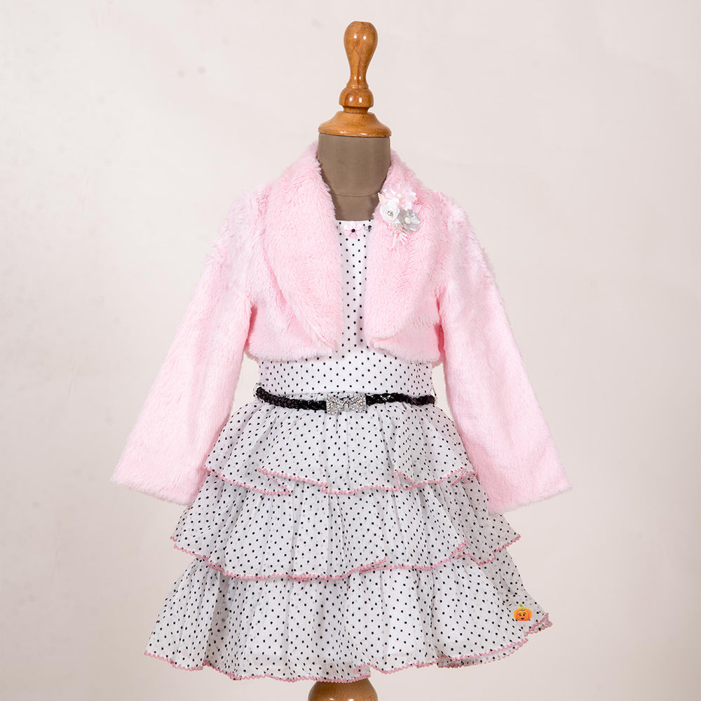 Polka Dots Layered Girls Frock Front View 