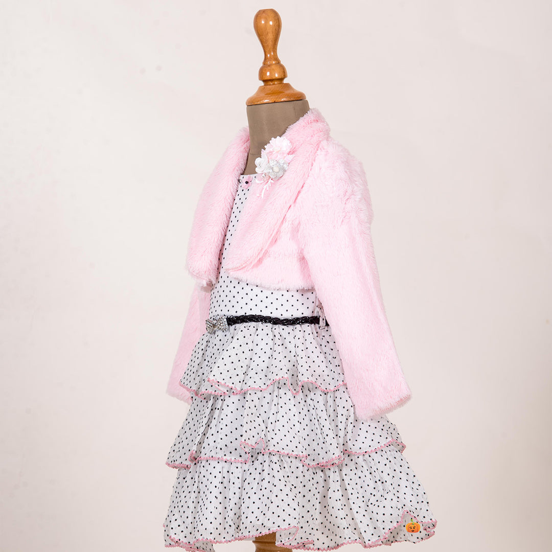 Polka Dots Layered Girls Frock Side View