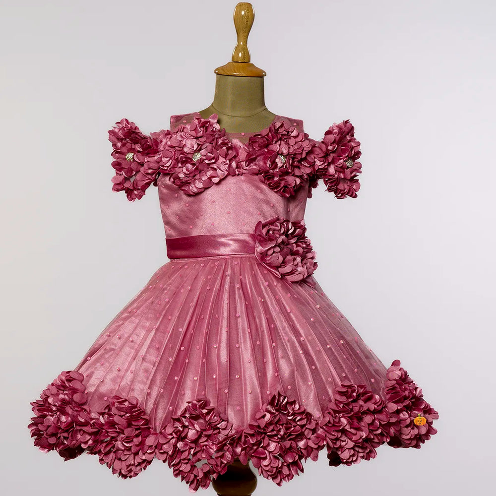 Onion & Purple Floral Frock for Girls Front View