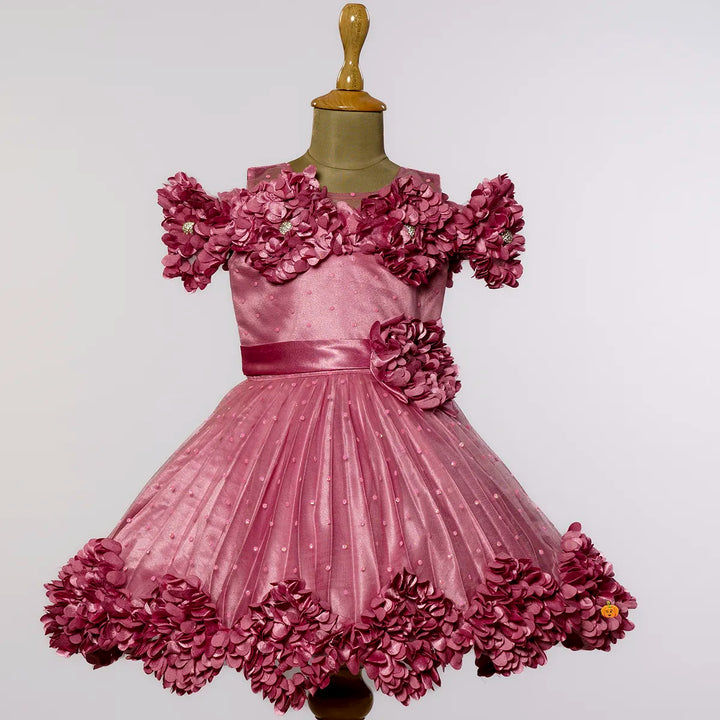 Onion & Purple Floral Frock for Girls Front View