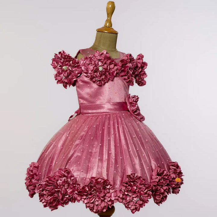 Onion & Purple Floral Frock for Girls Side View