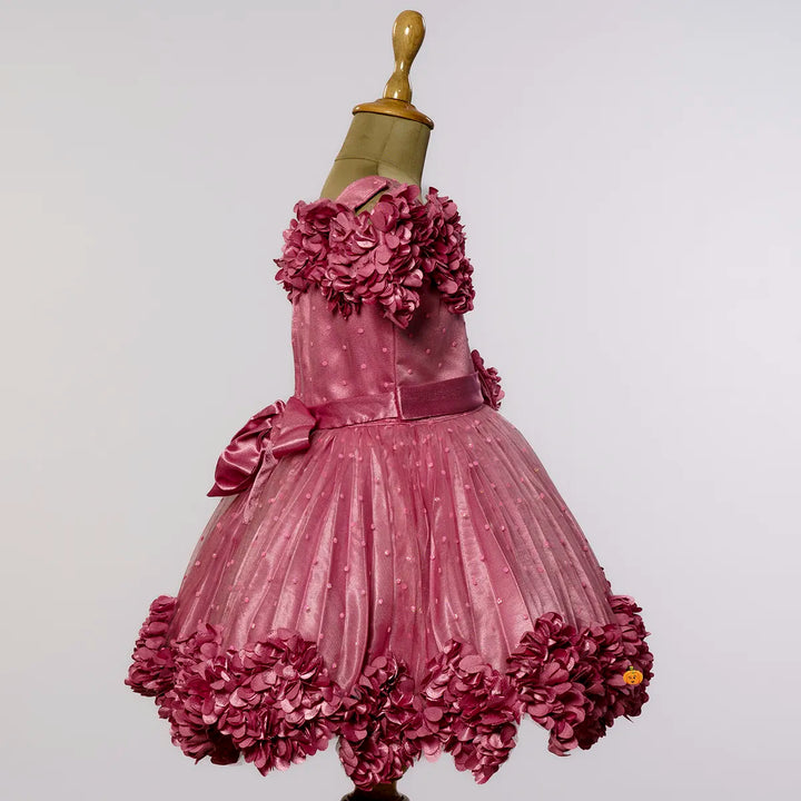 Onion & Purple Floral Frock for Girls Side View