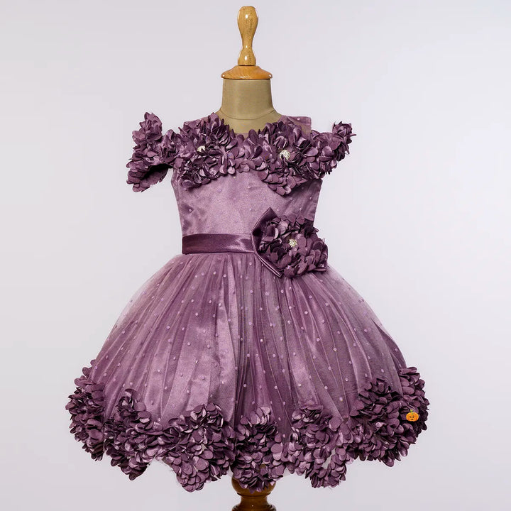 Onion & Purple Floral Frock for Girls Front View