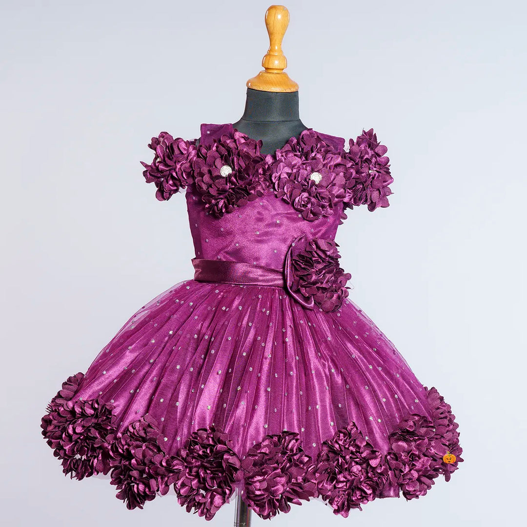 Onion & Purple Floral Frock for Girls Front View